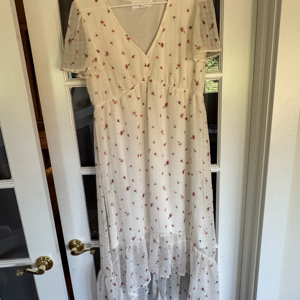 Elegant White Floral High-Low Dress